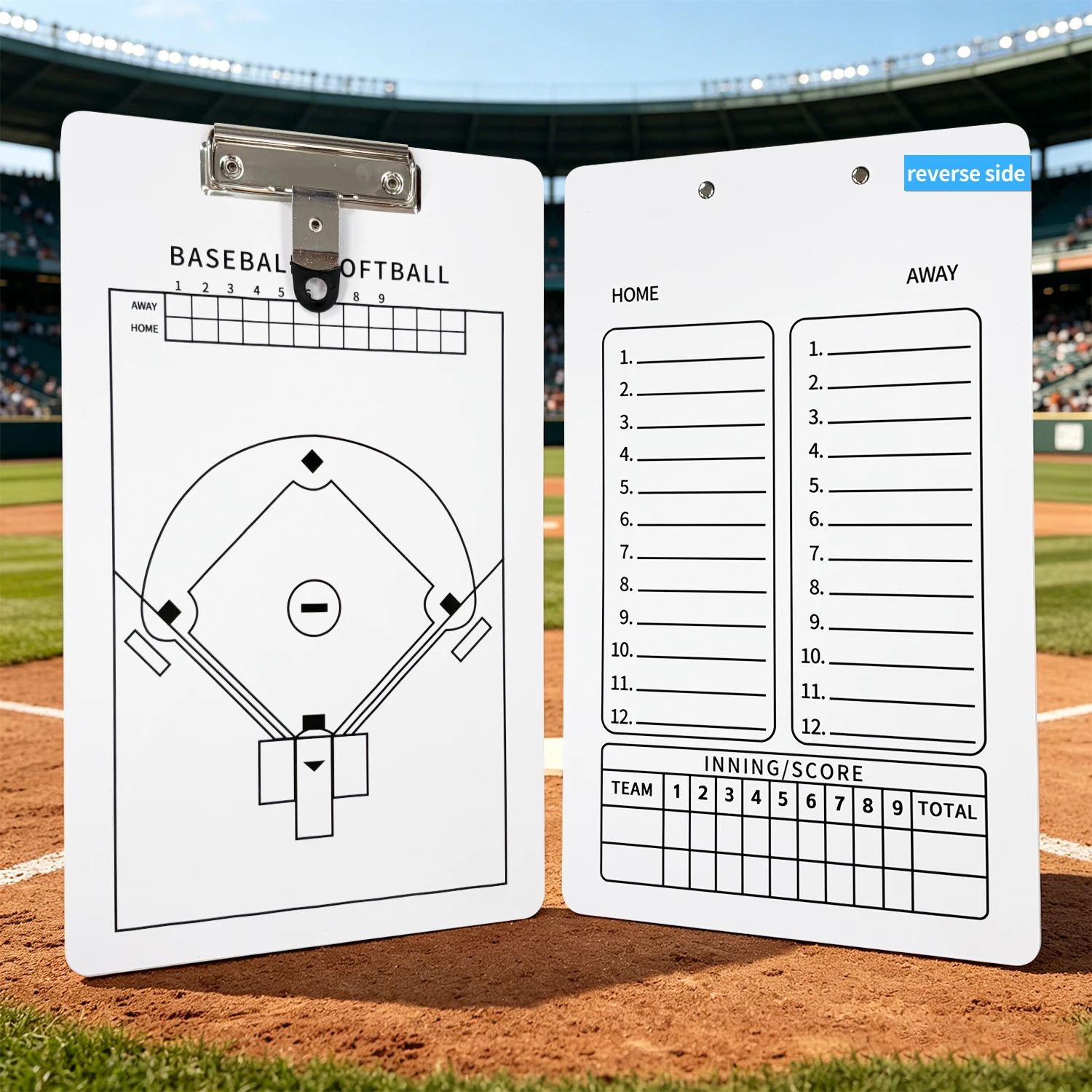 Double Sided PVC Magnetic Baseball Tactic Board Dry Erase Coaching Board with Magnetic Pawns for Baseball Softball Coach Trainin
