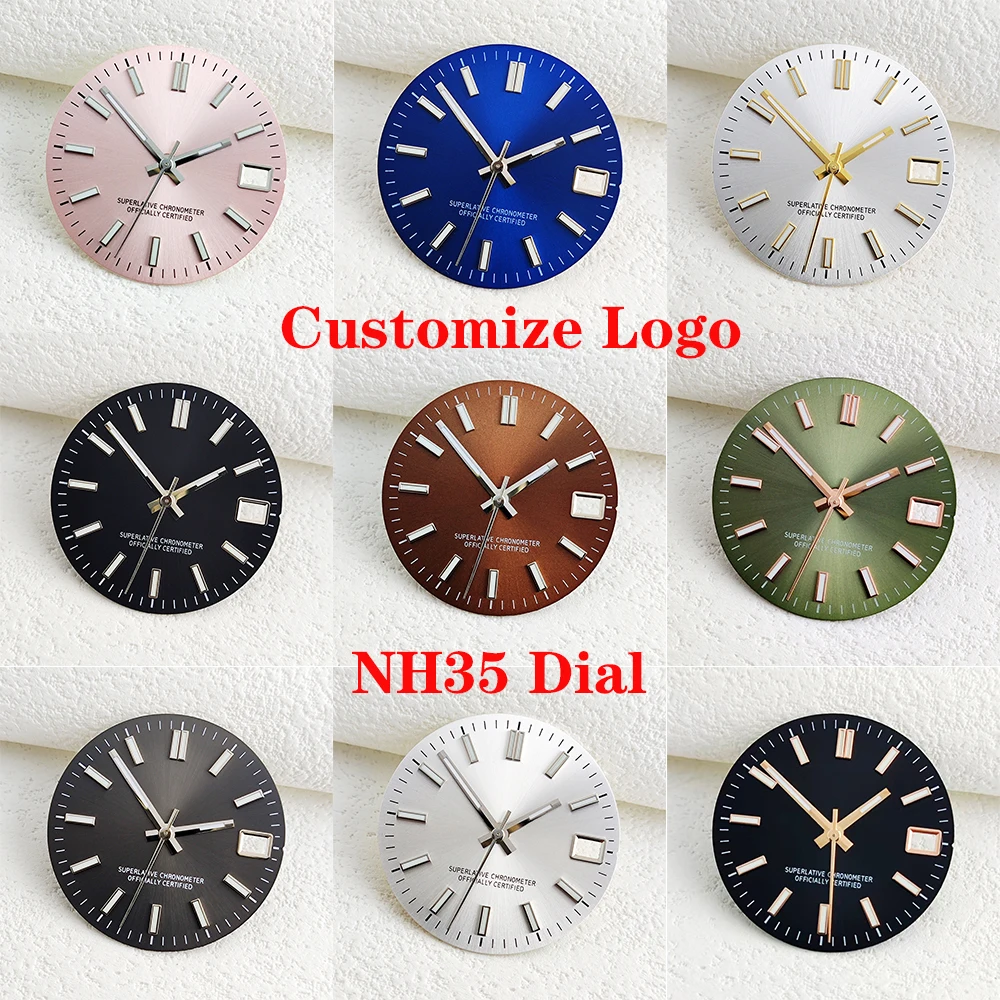 شعار مخصص NH35/NH36 28.5 مللي متر ساعة مزدوجة قرص أخضر مضيء مناسب ل NH35/NH36 ساعة يد تعمل بالحركة اكسسوارات #1
