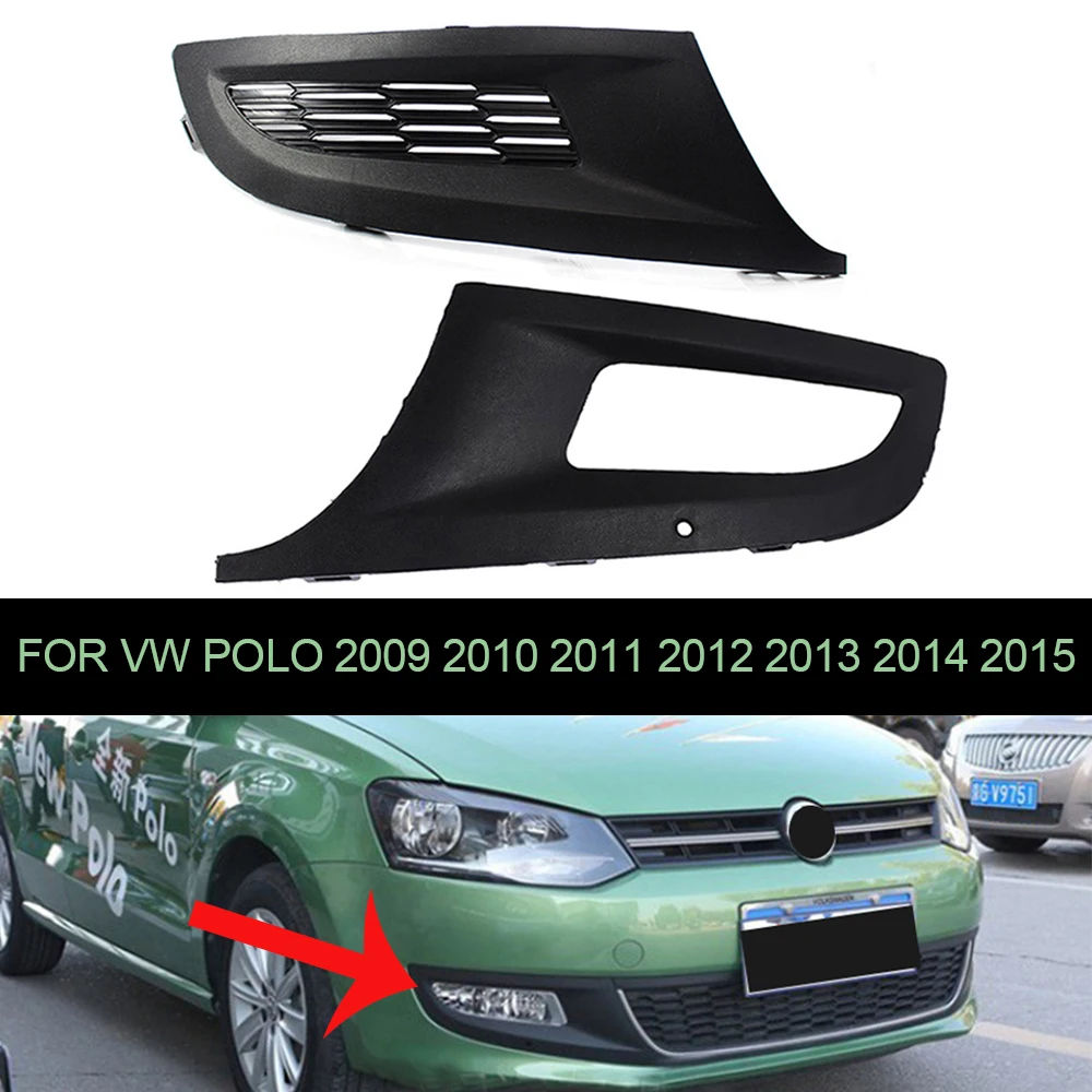 Car Fog Lights Grill Cover Bumper Lower Grille for Volkswagen Polo 6R MK5 2009 2010 2011 2012 2013 2014 2015 DRL Auto Fog Lamps