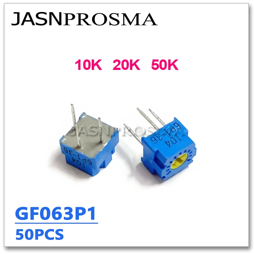 JASNPROSMA 50PCS GF063P1 10K 20K 50K OHM 103 203 503 TOCOS B103K B203K B503K 오리지널 조정 가능한 트리머 저항기 전위차계