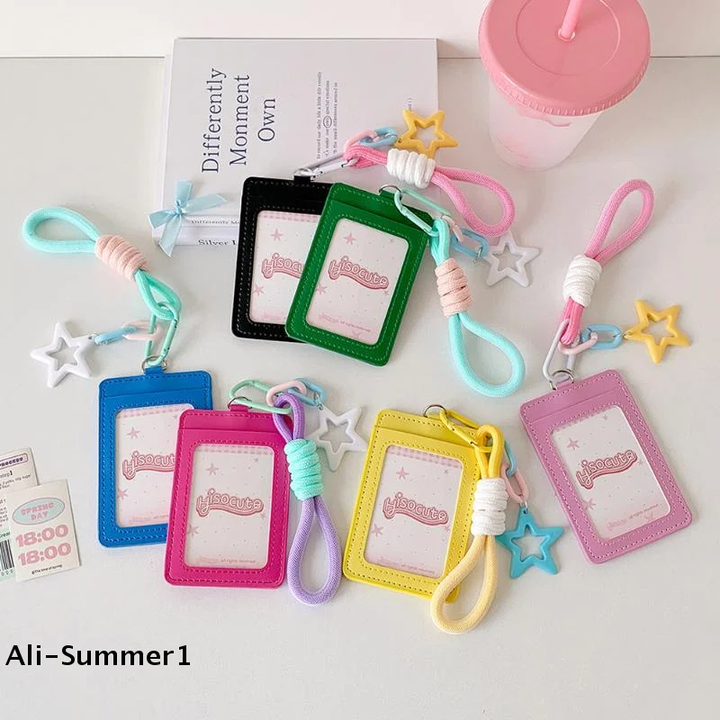 【E】1 Stück schwarzer PU-Kartenhalter, Kpop-Fotokarten-Display-Anhänger, Studentenausweis-Aufbewahrung, Schutzhülle, Kpop-Schreibwaren