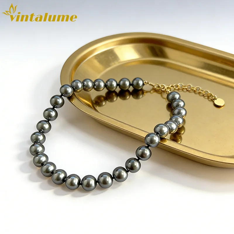 

Ожерелье-чокер Vintalume из крупных черных стеклянных бусин 10 мм, 40 см, для женщин, модные украшения, изящное винтажное, в стиле стек-арт, подарок