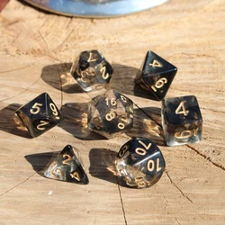 Juego de dados negros y claros para DND Dungeons y Dragons, juegos de mesa, D & D RPG, juego de rol de mesa, 7 unidades