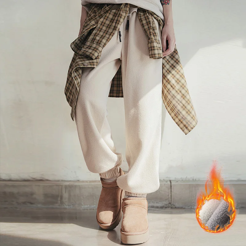 Maden Women’s  Winter Fleece Jogger Pants Warm Thick Cozy Sweatpants Loose Fit Casual Outdoor Trousers