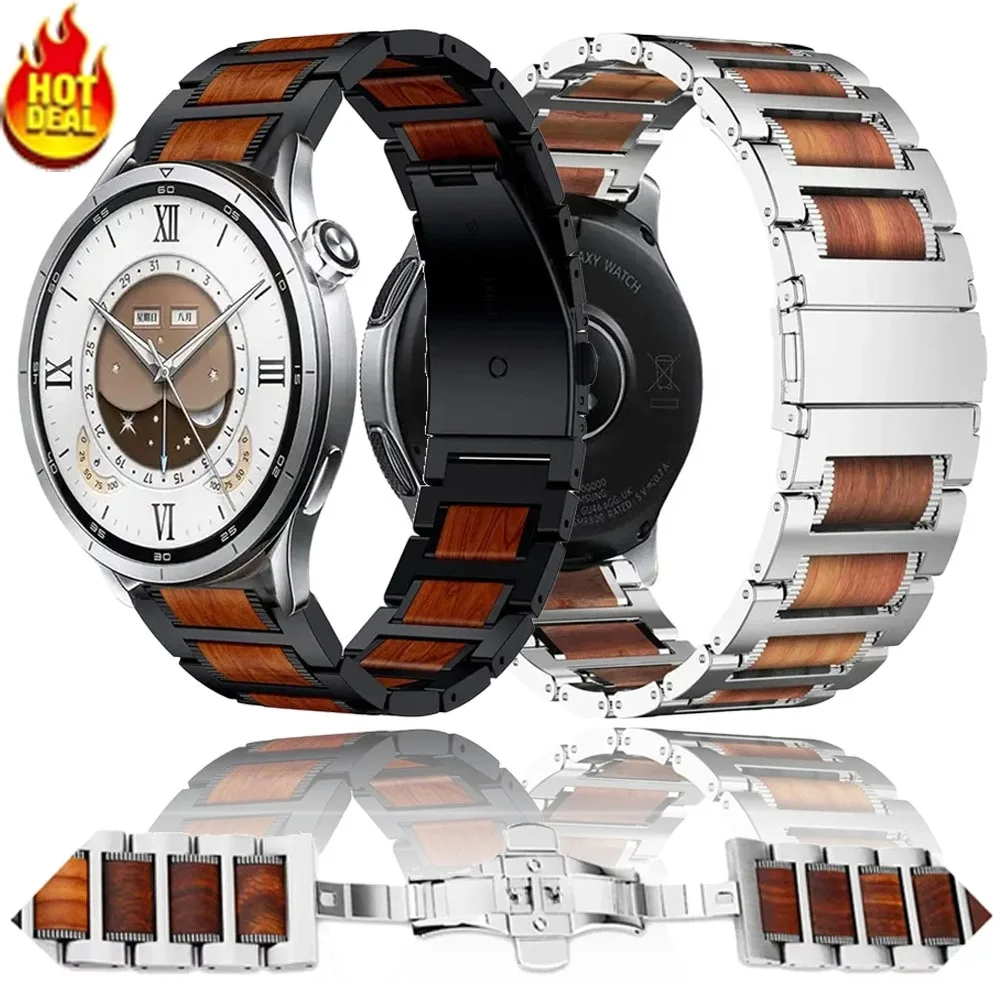 22mm Metal Rosewood Strap for Xiaomi Watch 5/S5-4-3-2 Comfortable Replaceable Bracelet OPPO Watch X3 X2 S OnePlus 4 3 Lite Belt