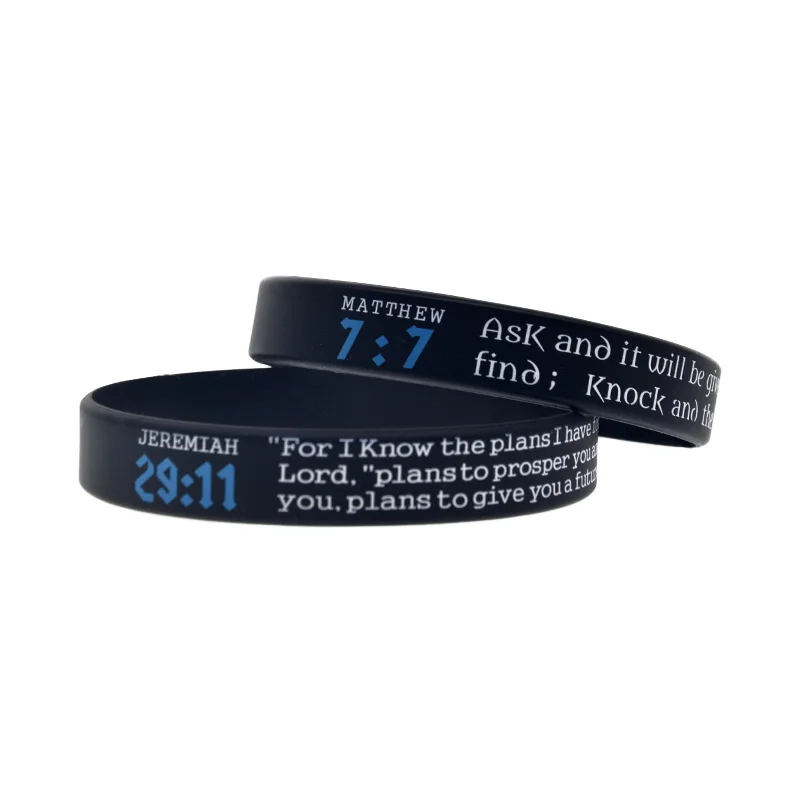 50 Stück MATTHEUS 7:7 JOHANNES 3:16 PHILIPPER 4:13 JEREMIAS 29:11 Silikon-Armband Die Heilige Bibel Armband – Detail 7