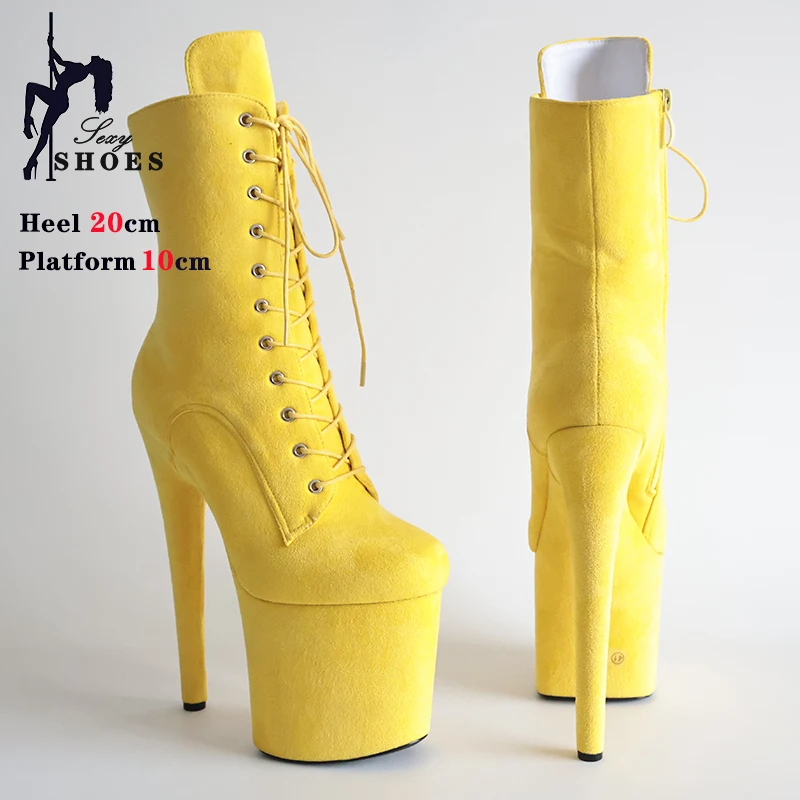 

New 20cm Plus Size Pole Dance Ankle Boots Women Platform High Heels Female Lace Up Shoes Woman Buckle Short Boot Ladies Footwear