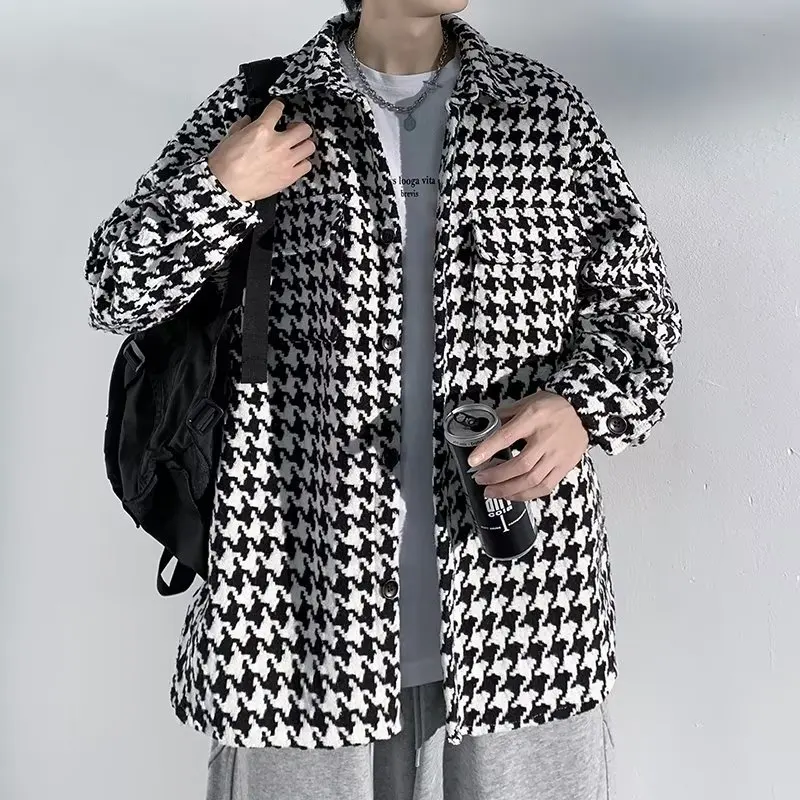 

Trendy Plaid Baseball Jaet for Men Outerwear Casual Sle Polyester Fiber Long Sve Youth Faion Autumn Winter Coat
