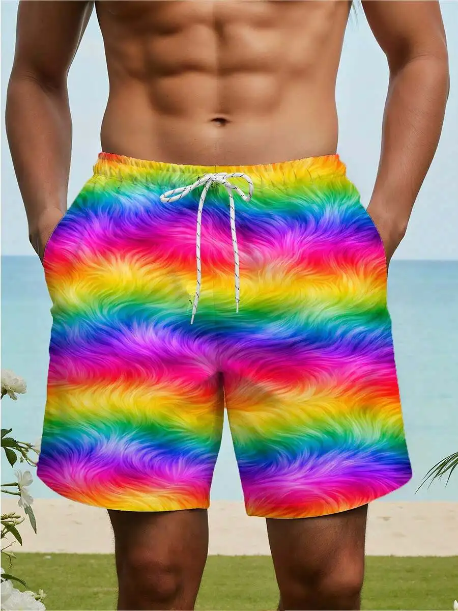 

Men Casual Drawstring Waist Loose Fit White Shorts
