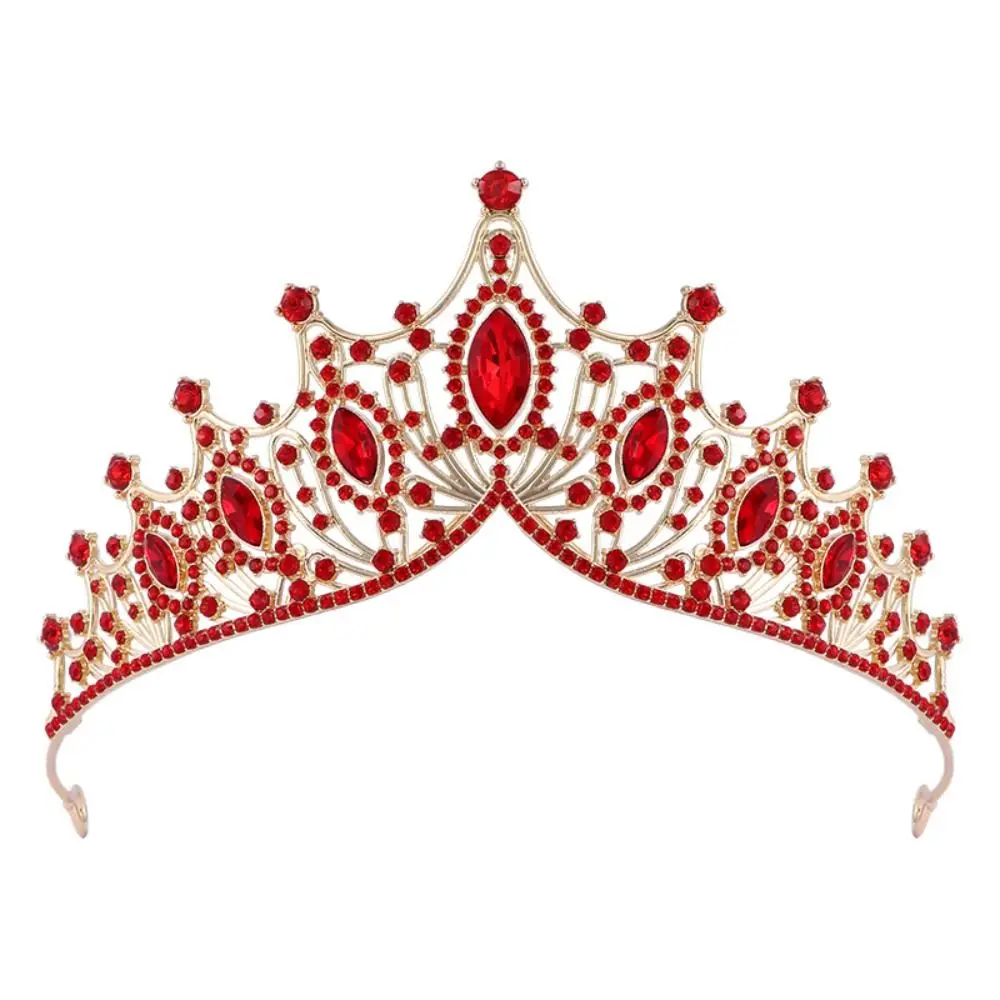 

Exquisite Shiny Baroque Crown Metal Gold Princess Tiara Headwear Hair Ornaments Rhinestone Crown Women