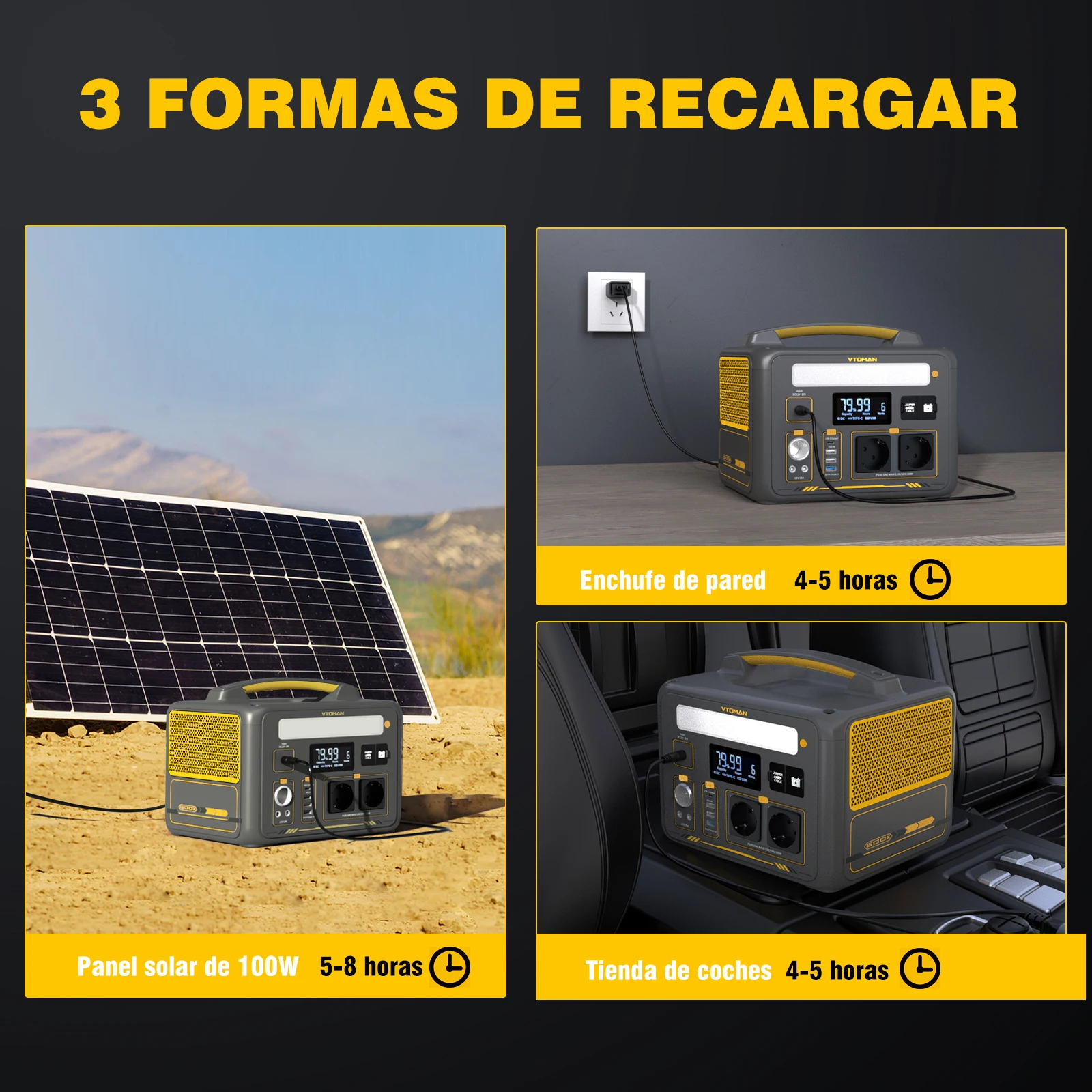VTOMAN JUMP 600X Centrales eléctricas 299Wh LiFeP04 Batería de respaldo de emergencia Fuente de alimentación de alta potencia Generador de equipos