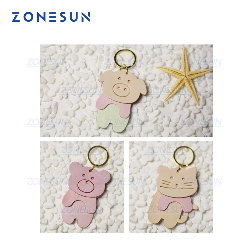 

ZONESUN Изготовленные на заказ кожаные брелки для ключей с животными, высечки для брелока ручной работы, сделай сам, подвесное украшение, режущий кликер, стальная линейка, штамп
