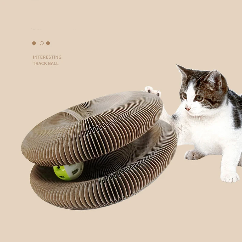 

Cat Toy with Ball Magic Cat Scratch Organ Board Cat Grinding Claw Cat Climbing Frame Kitten Round Corrugated Cat Scratching Toy