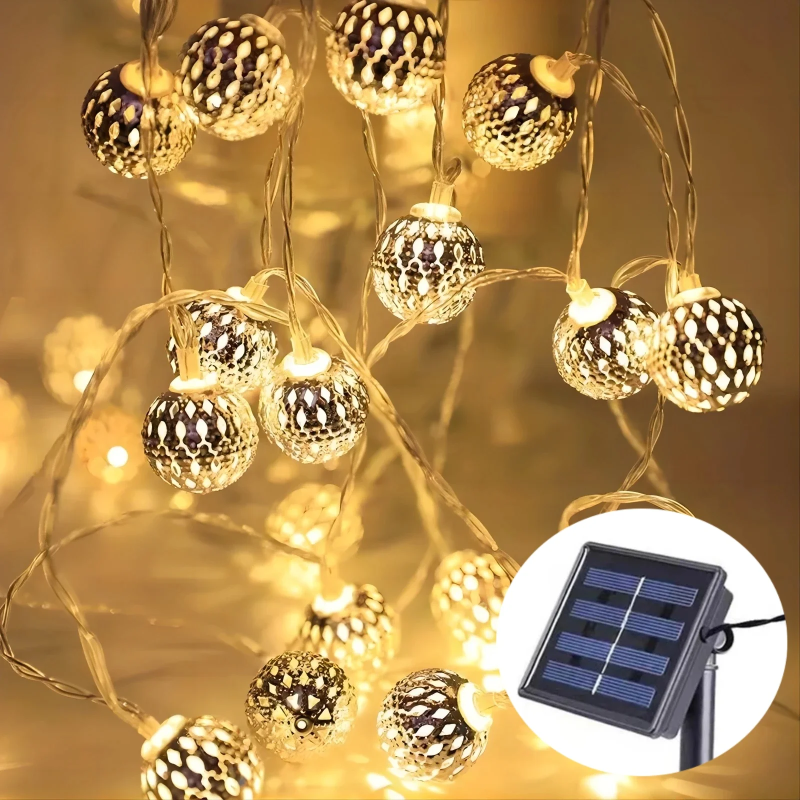 Solar Led Ball String Lights Outdoor Waterdichte Kerstverlichting Diy Voor Camping Tuin Tuin Vakantie Feest Decoratie Hangende Verlichting