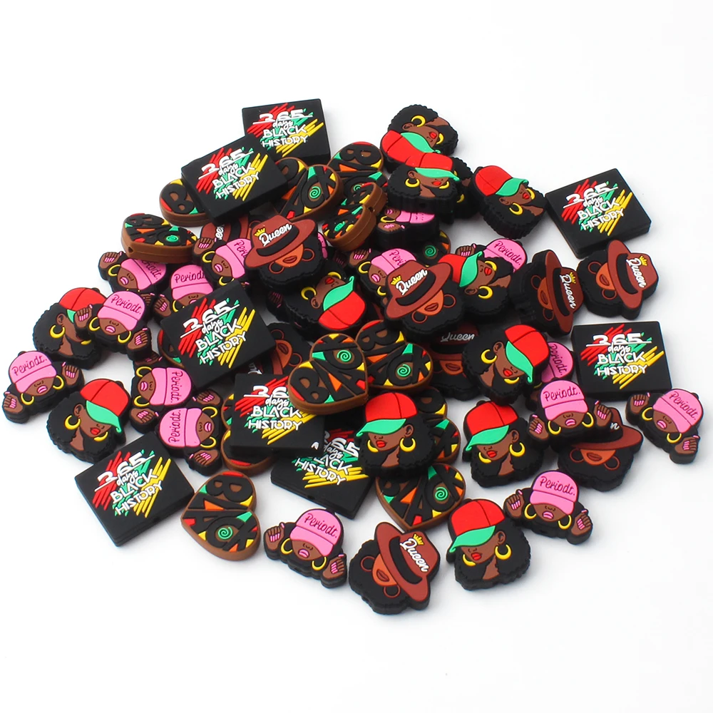 5/10pcs Black Beauty Silicone Focal Beads Text Loose Beads For DIY Pens Keychains Lanyards Jewelry Making Accessories