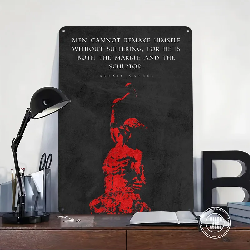 Stoicism Philosophy Quote Tinplate Posters Customizable Wall Art Retro Vintage Metal Signs for Home Room Bedroom Decorations