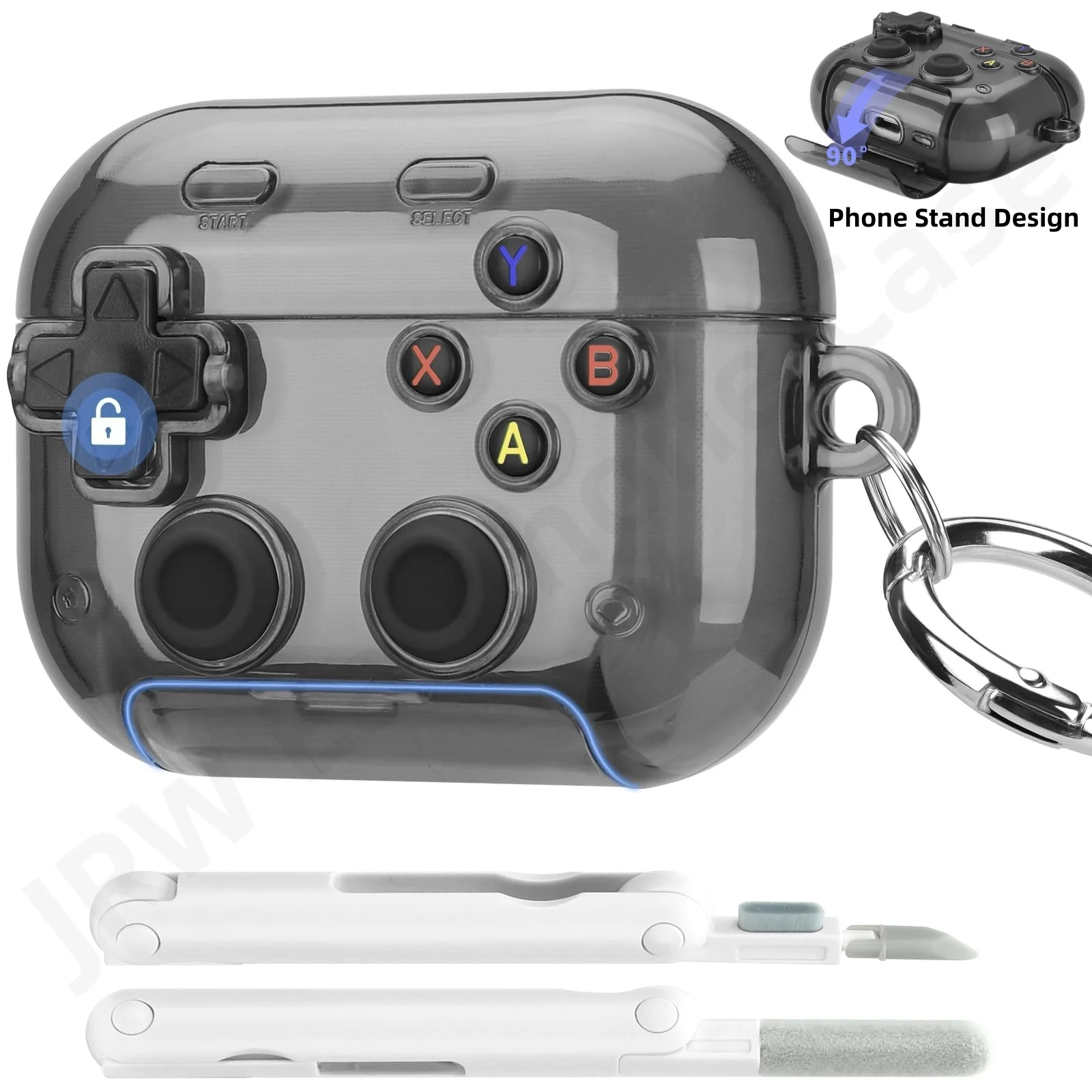 Kopfhörerhülle für AirPods Pro 3/Pro 2/Pro/4 mit Sicherem Verschluss, Niedliches 3D-Spieler-Design, Schutzhülle für AirPods 4/Pro 3/Pro