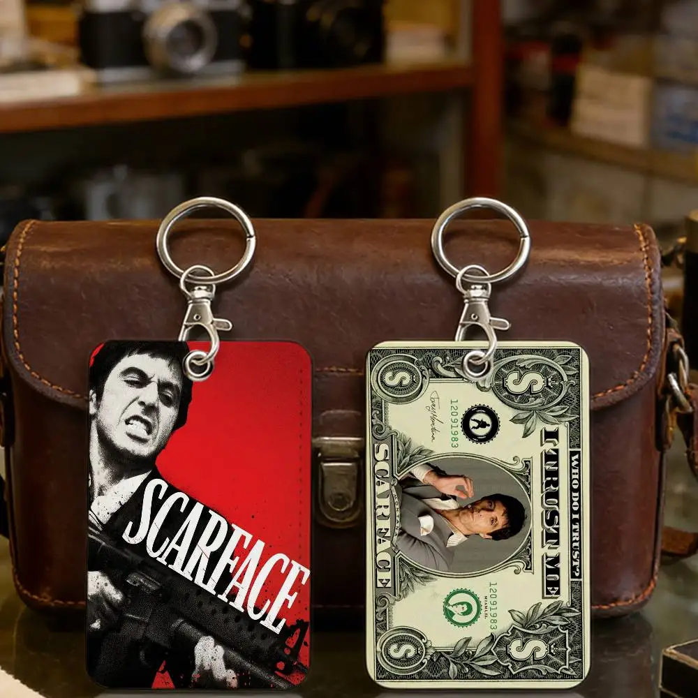 Classic Movie S-Scarfaces-ES PU Soft Leather Rectangular Key Card  Protection Cover Youth Faion Accory Card Holder