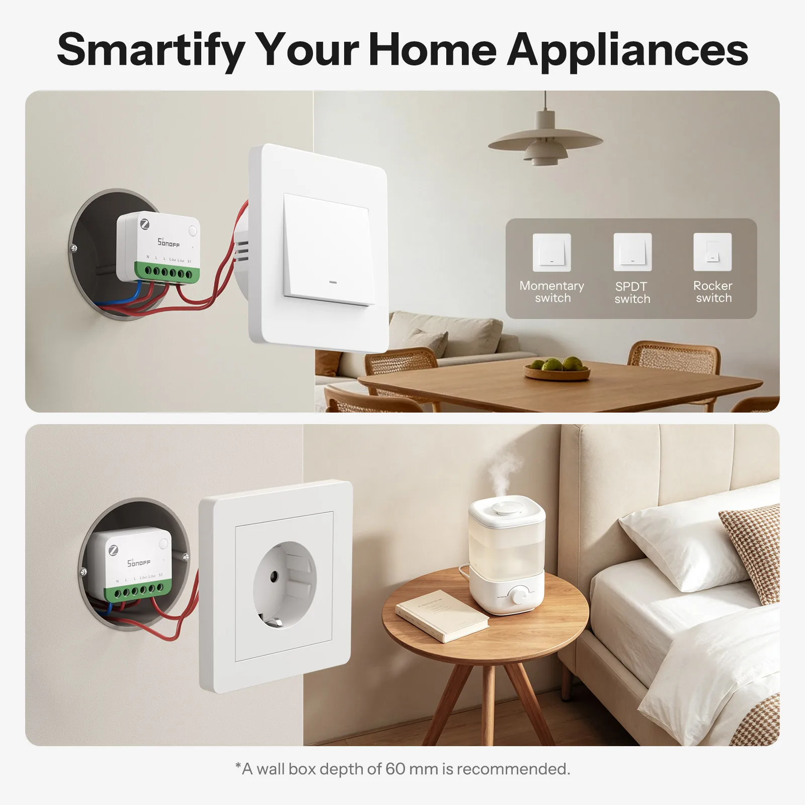SONOFF MINI-ZB1GSP MINI ONE PM Inteligentny Przełącznik Zigbee 16A Max Monitorowanie Energii i Rachunków za Elektryczność, Pomiar Obciążenia, Apple Home przez Mostek Matter — zdjęcie produktu 6