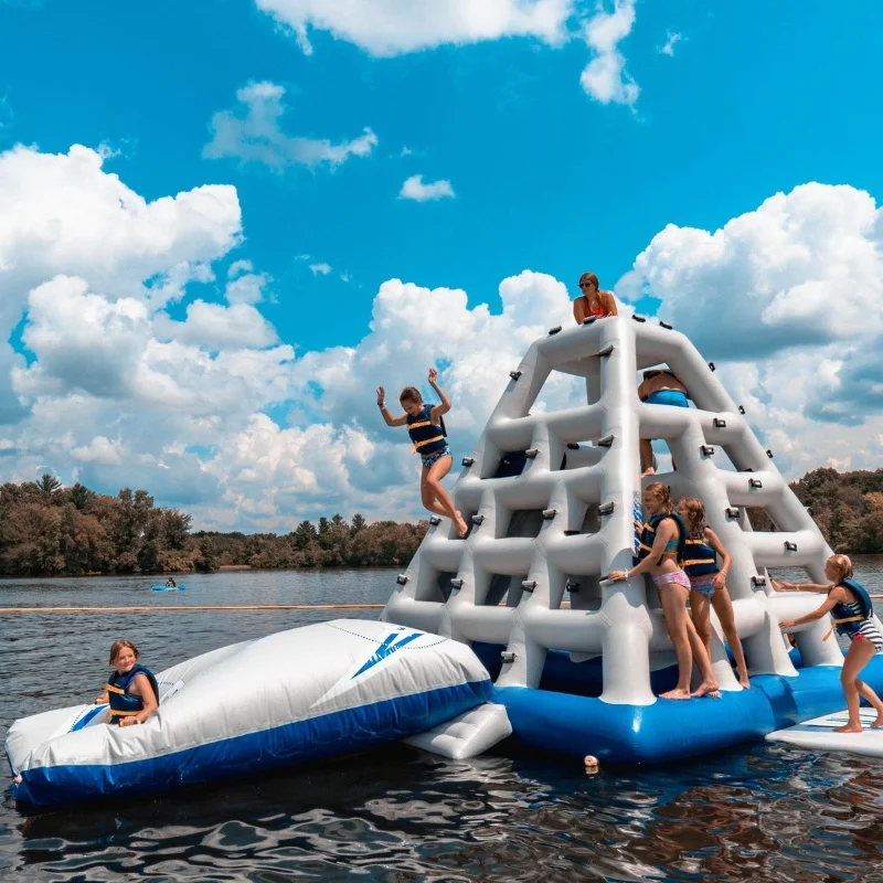 Multiple People Climbing Commercial-grade With Angled Walls Inflatable Pyramid Slide for Amusement Park
