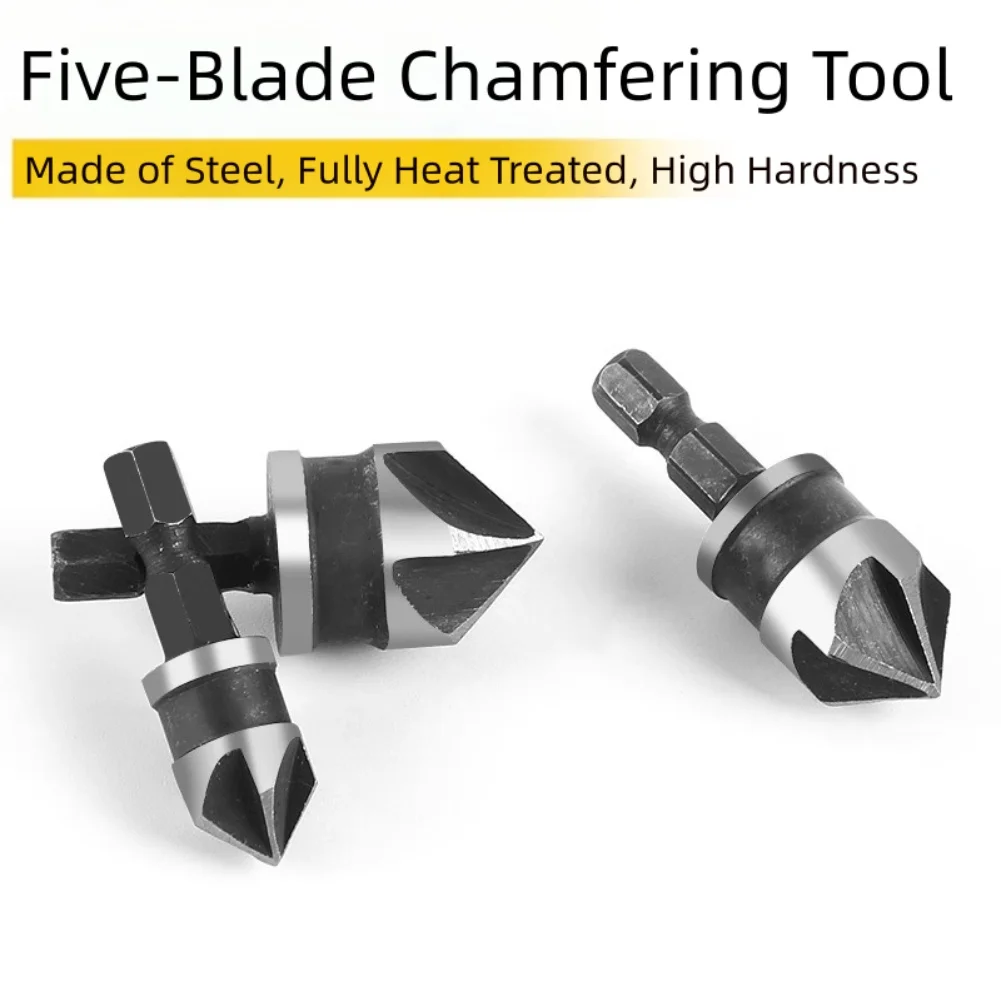 

6 шт. шестиугольная ручка, набор сверл с потайной головкой и пятью краями, 12-19 мм, деревообрабатывающий точечный инструмент, резак для деревянных отверстий, 90 градусов