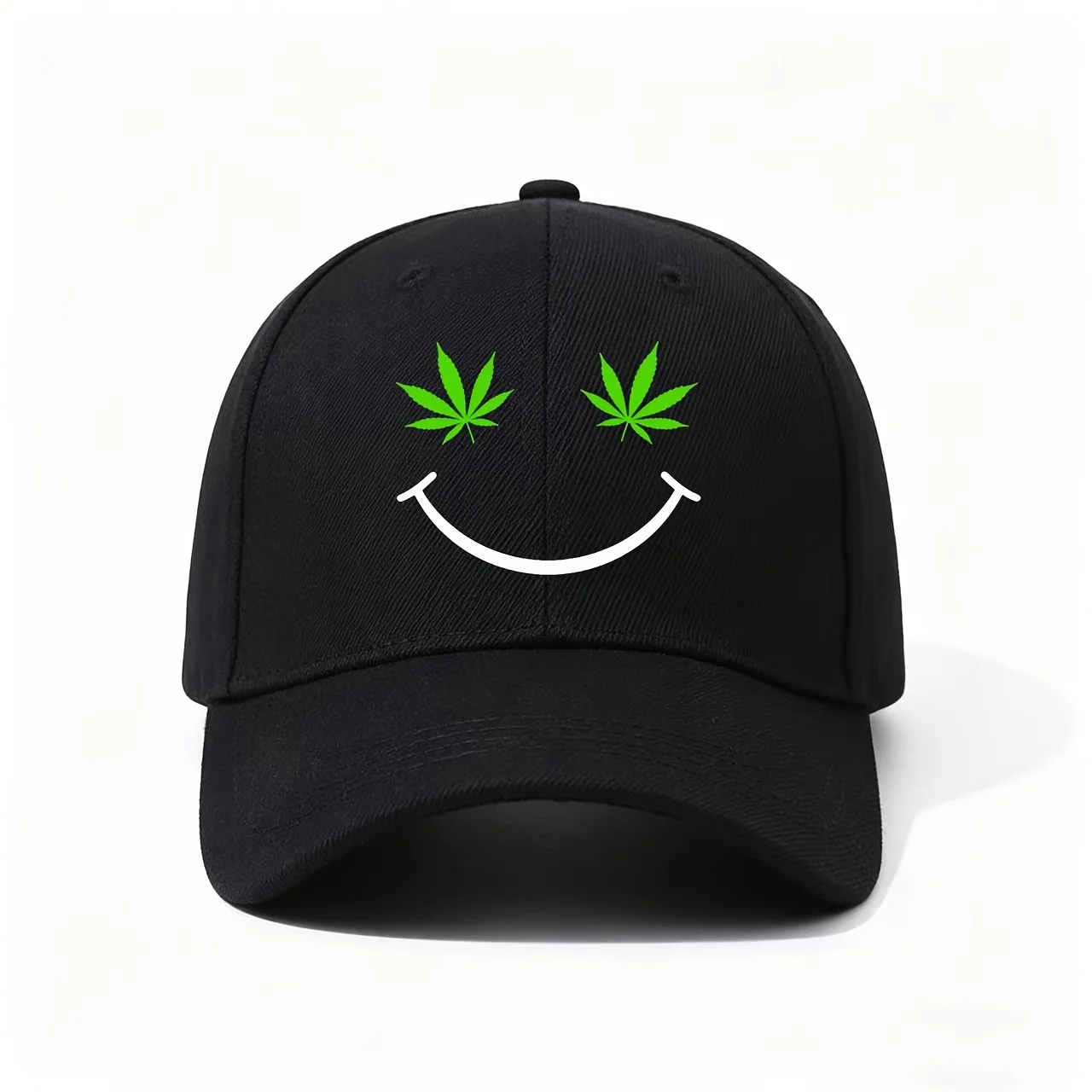 Adjustable Baseball Cap with Joyful Face Leaf Print - Lightweight Breathable Suitable for Casual & Casual Attire, Fun Gift for,