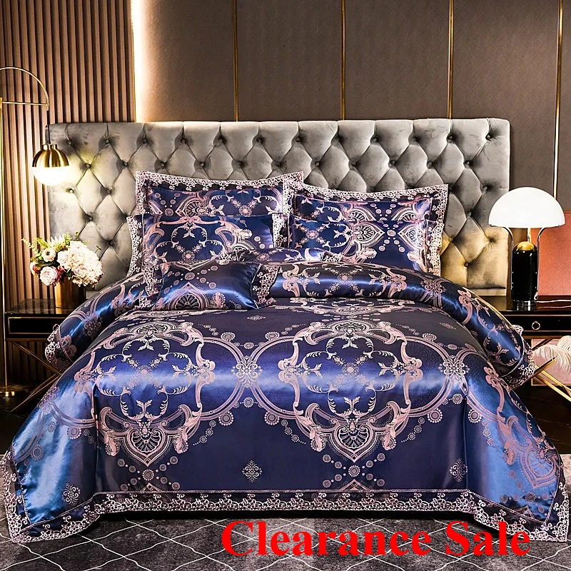 Clearance Sale 2025 European satin jacquard four-piece set, polished lace lace quilt cover, bed sheet, high-end bedding kit