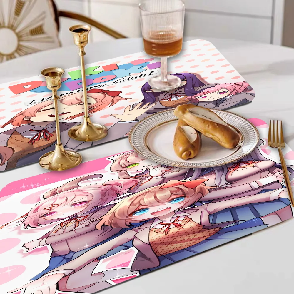 

Doki Doki Literature Club Kitchen Dish Mat Absorbent Dining Table Mats Retro Non-slip Placemat Coffee Dish Tableware Mat