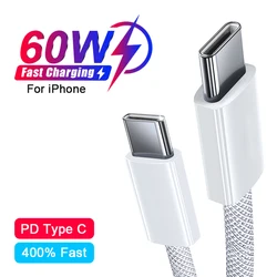 60W PD USB C To Type C Fast Charging Cable For iPhone 15 Pro Max Plus iPad Fast Charger Data Cord For Samsung S24 S23 S22 Xiaomi