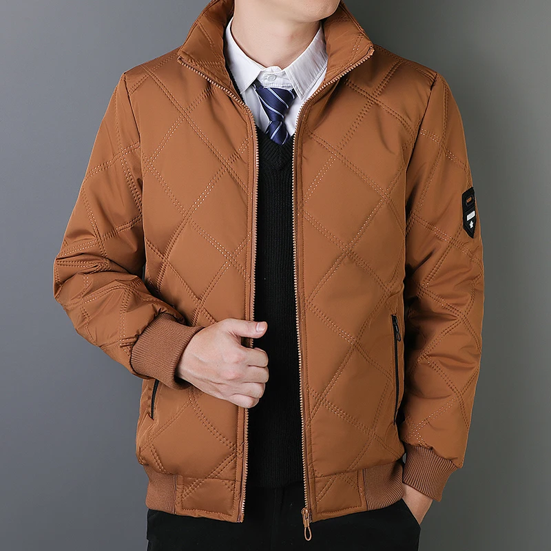

Men's Quilted Bomber Jacket - Fleece Lined, Stand Collar & Zipper Pockets, Ideal for Winter Outdoor & Casual Daily Wear