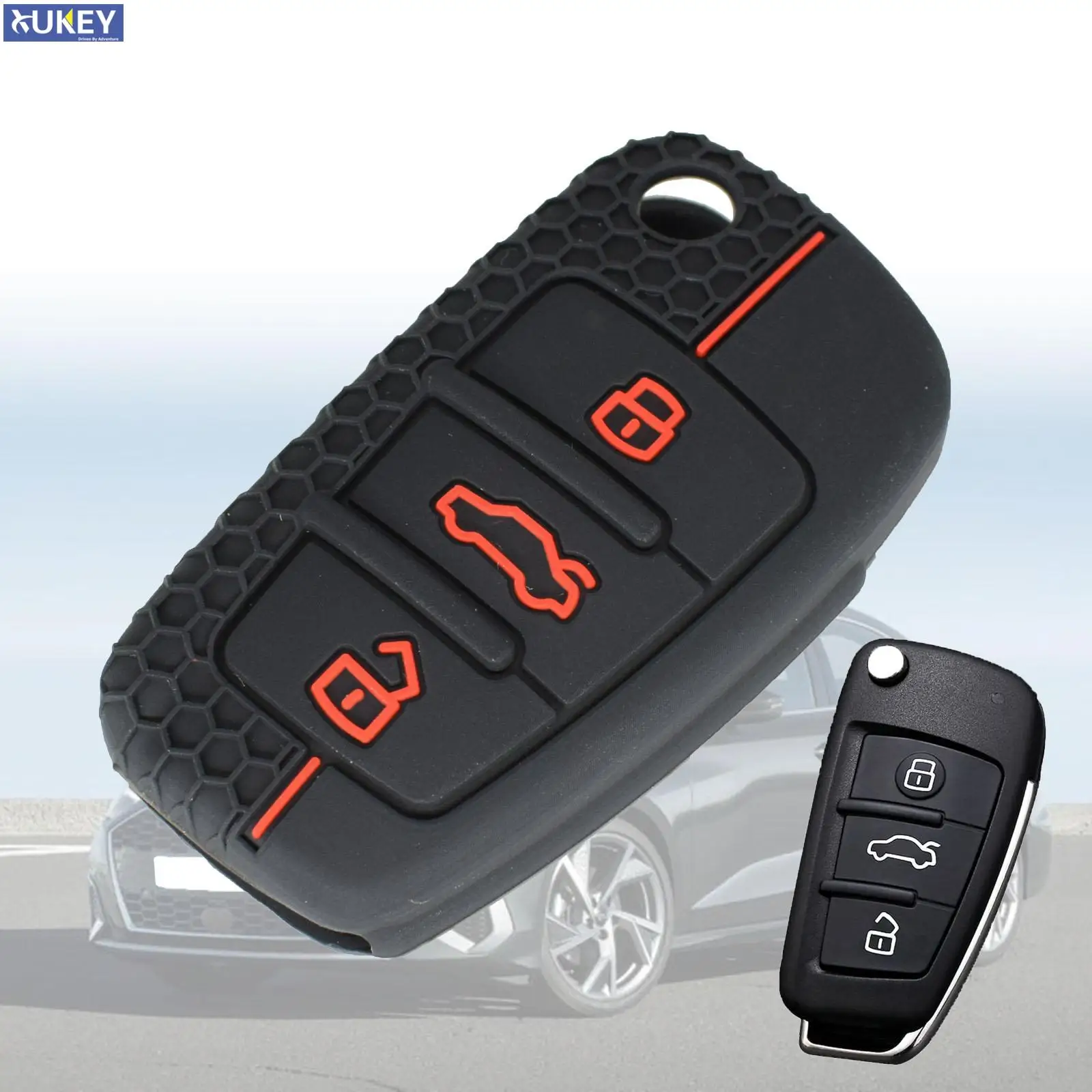 Silicone Car Key Cover Shell For Audi A1 A3 A4 A5 A6 A7 A8 R8 TT S5 S6 S7 S8 Sq5 Q5 Q7 Rs4 Fold Flip Remote Key Case Fob Keyless