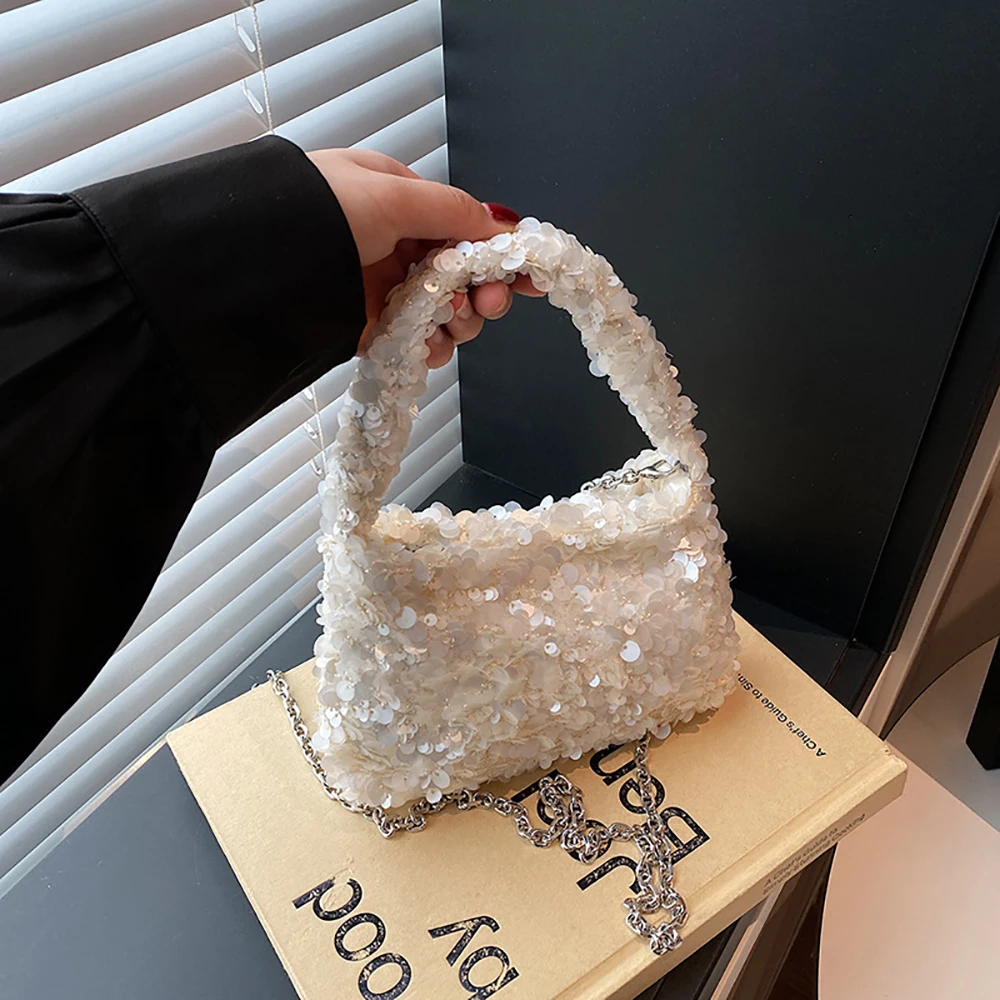 Fashion Shining Sequins Crossbody Bags 2026 Square Personality Exquisite High Quality Party Handbag for Women Chain Shoulder Bag