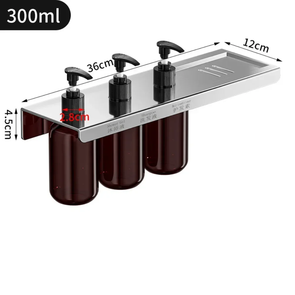 

Stainless Steel Soap Dispenser With Storage Rack Plastic Soap Dispenser 20cm 28cm 36cm Bathroom Shower Storage Accessories