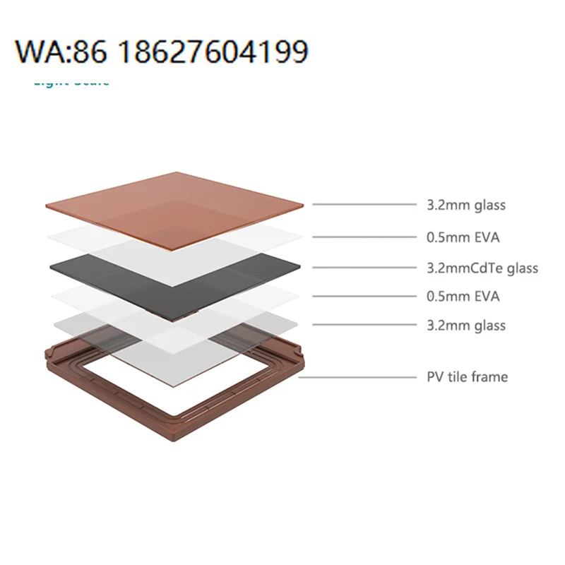 Bipv Cdte Solar Roof Tiles Red Double Glass 25w High Efficiency Flat Roofing Panels Temple Roof Easy Installation