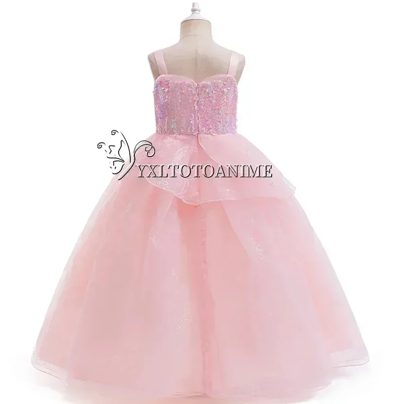 En stock disfraz de Cosplay de Glinda malvado para niña, vestido de noche de princesa de boda rosa, disfraz de fiesta de disfraces de Halloween