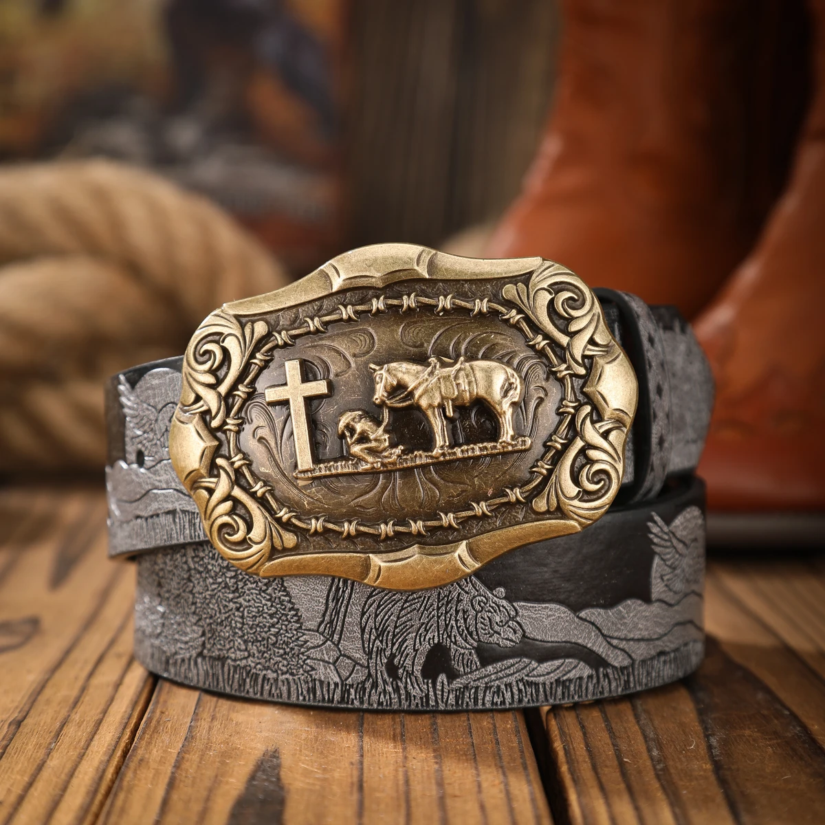 1pc PU Belt Suitable for Both Men and Women, Combining the Style of Western Denim and Retro, Is Perfect for Daily Casual Outings