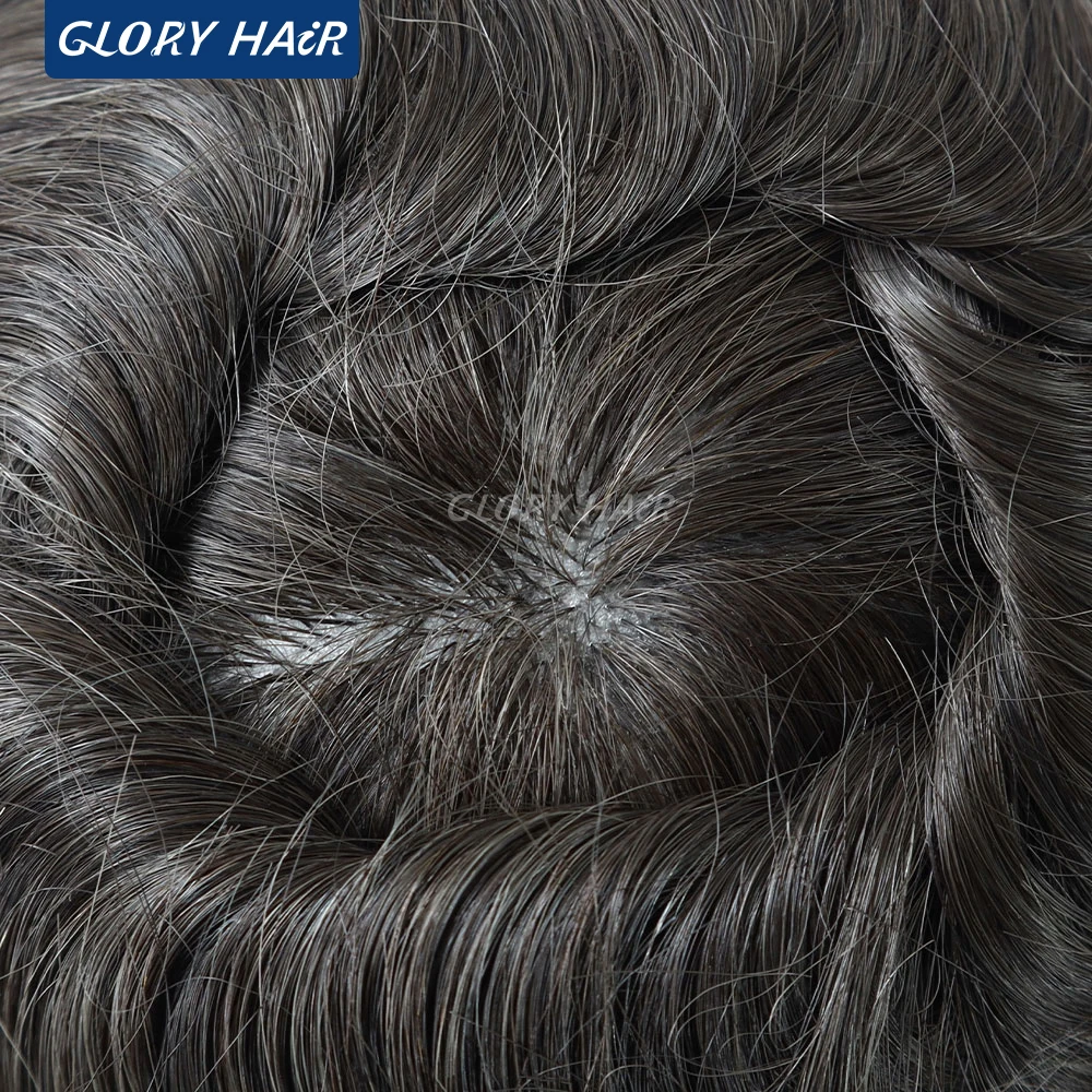 0.12-0.14mm Injected Male Hair Prosthesis Injection Thin Skin Toupee Man Wigs Human Hair Men's Capillary Prothesis For Hair Loss