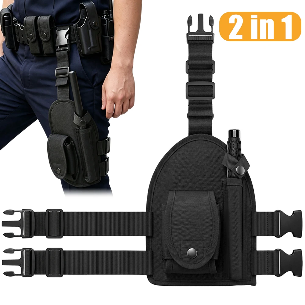 Tactical Drop Leg Pouch for Handcuffs and Baton Quick Draw Drop Leg Handcuff Pouch Chain Cuffs Pouch Baton Thigh Holster