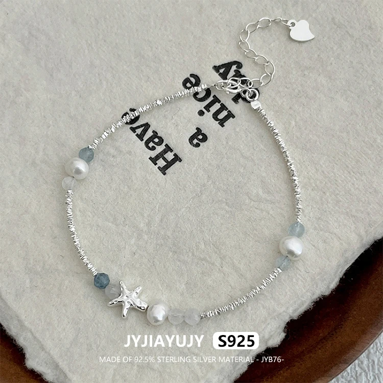 

JYJIAYUJY 100% Whole Original Sterling Silver S925 BraceletSummer Starfish Natural Pearls Fashion Jewelry Gift Daily JYB76