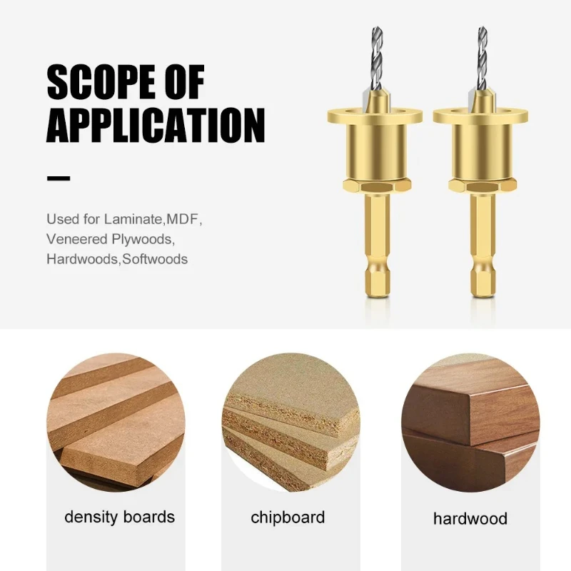 

Adjustable Hexagonal Handle Router Bits Woodworking Tools Countersink Drill Bit for Wood Installation Limit Hole