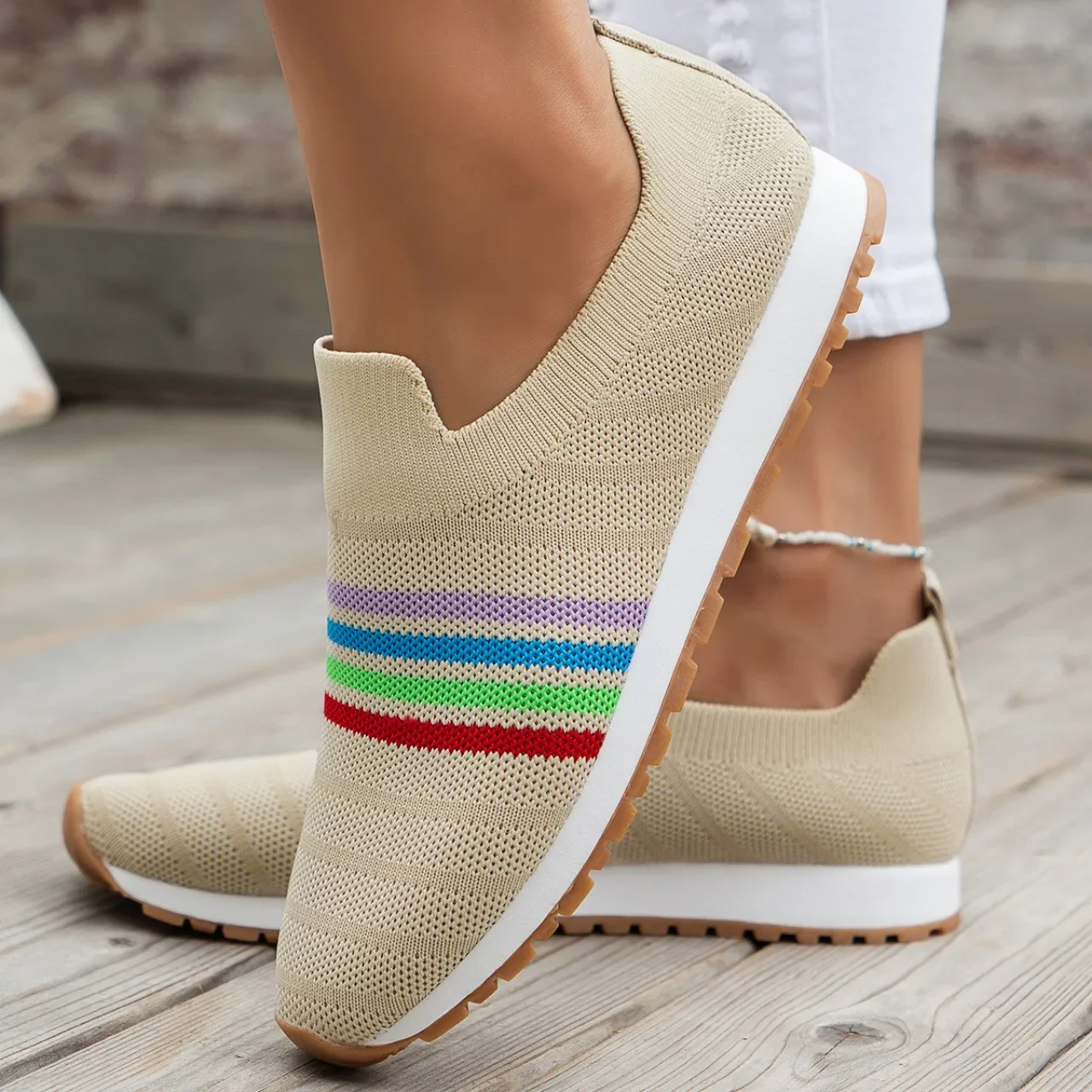 

Fashion Mixed Color Female Shoes Mesh Women's Vulcanize Shoes Outdoor Slip on Women Sneakers Low Heel Ladies Casual Shoes