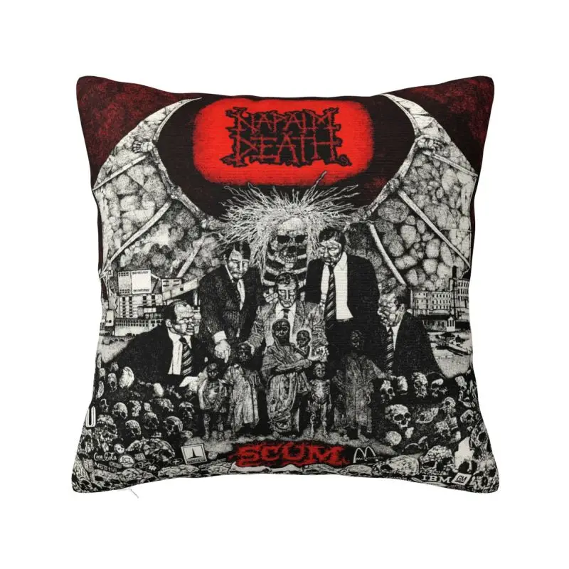 Juste de coussin personnalisée, bande de métal noir, coussin nordique doux, Napalm, Death Grindcore, 45x45cm