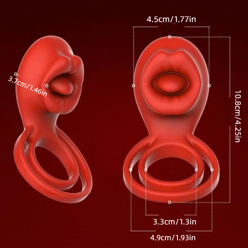 Vibrating Cock Ring Clitoral Stimulator with Tongue Licking 4-in-1 Penis Ring Vibrator 9 Modes Couples Sex Toy for Men and Women view 6