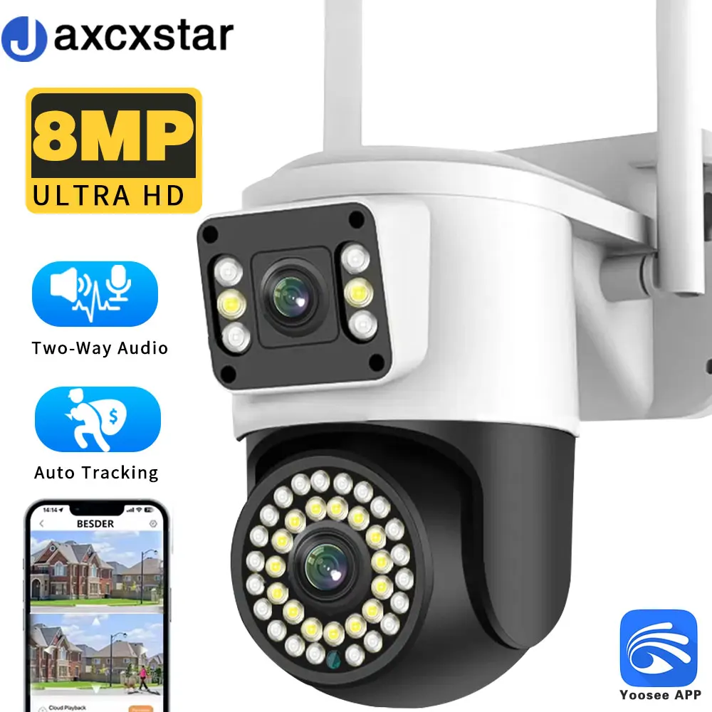 

4K 8MP Yoosee PTZ WiFi Camera Outdoor Dual Lens Bidirectional Audio Tracking Wireless P2P Security Surveillance IP Camera