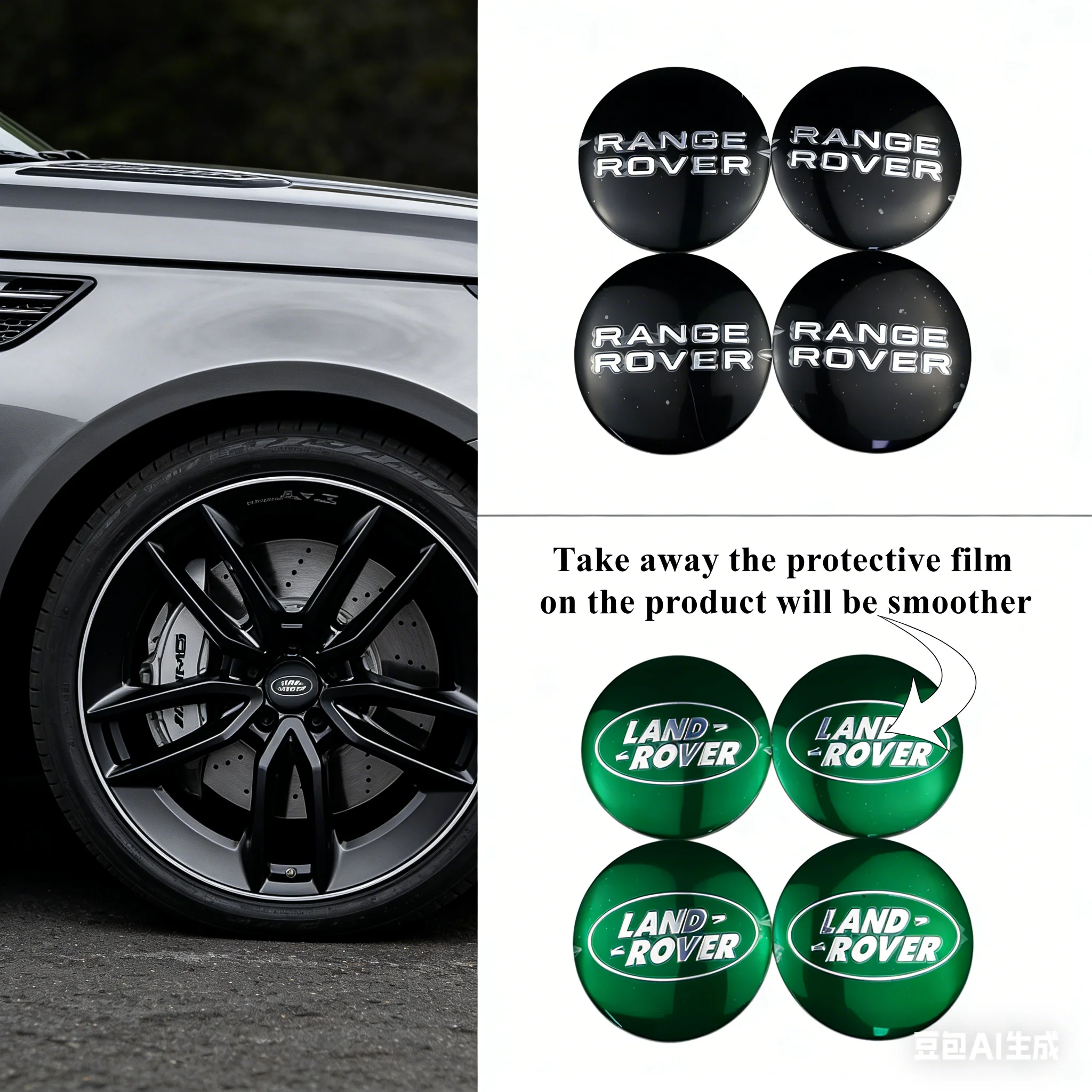 Adesivos de Emblema para Calotas de Roda de 65mm para Land Rover Sport, Range Rover 2, 3, 4, Freelander 1, Defender, Evoque - Acessórios