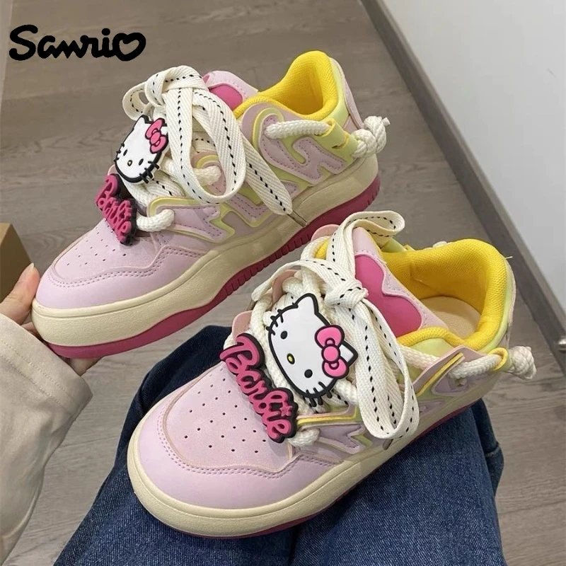 

Sanrio Hello Kitty Sneakers Kawaii Cartoon Anime Embroidered Printed Accessories Casual Board Shoes Men's and Women's Shoes Gift