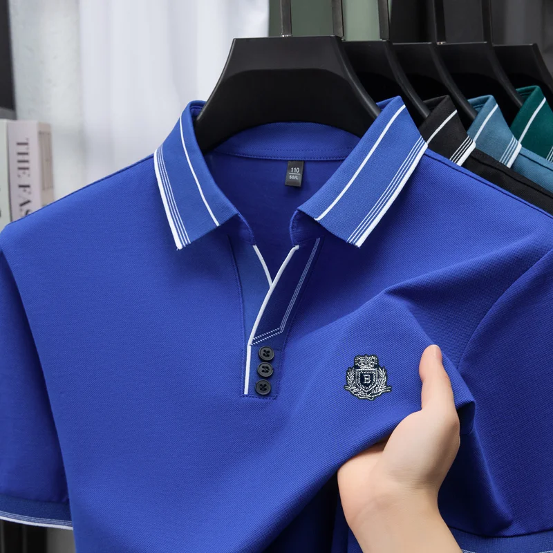 Hochwertiges Herren-Kurzarm-Poloshirt mit Kragen und Buchstabendruck Sommer-Bestseller Britischer Stil T-Shirt Outdoor Golf Freizeit Herrenbekleidung