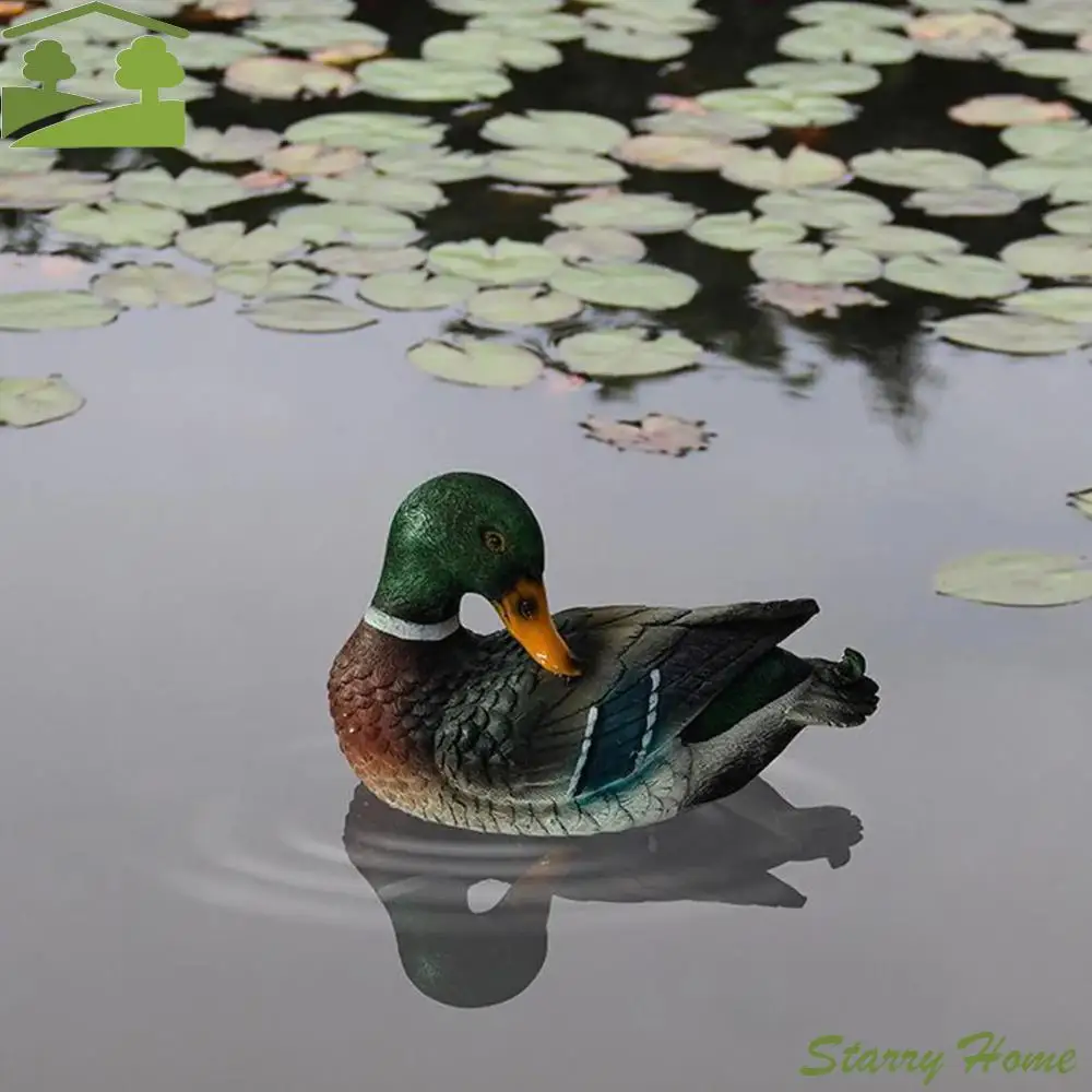 

Wild Duck Ornament Realistic Mandarin Duck Statue Floating Cute Artificial Duck Statue Resin Swan Sculpture Garden Outdoor