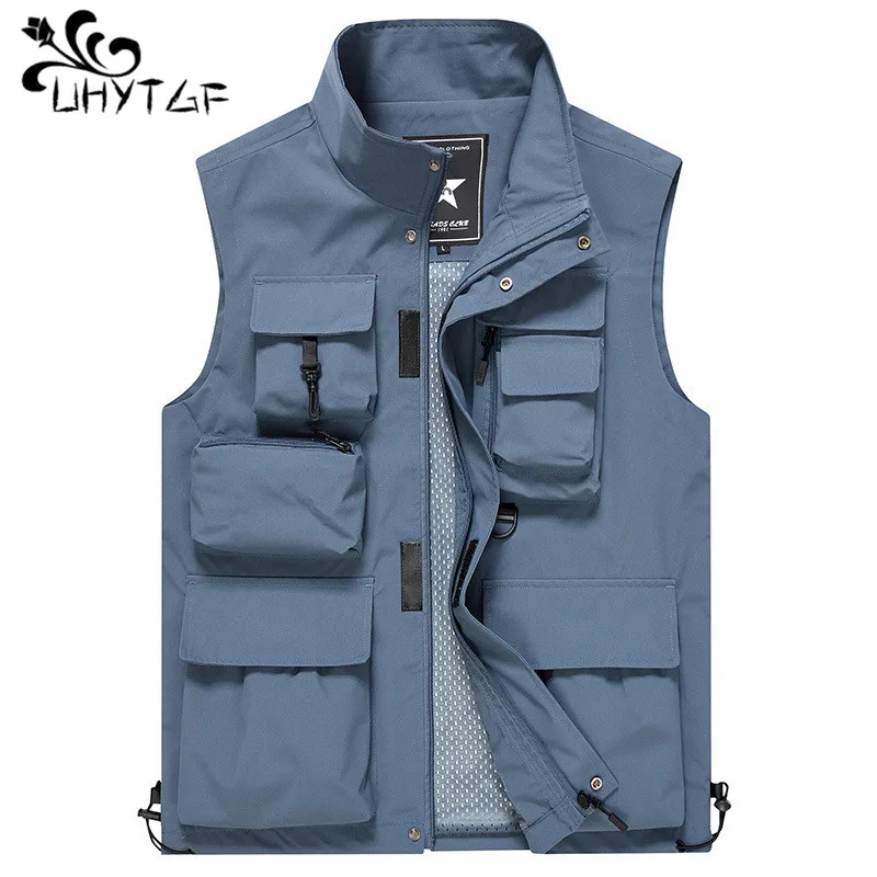 

Men's Casual Vest Outdoor Multi-Pocket Photography Fishing Vest Advertising plus size Vest Men's Processing Printing Waistcoats