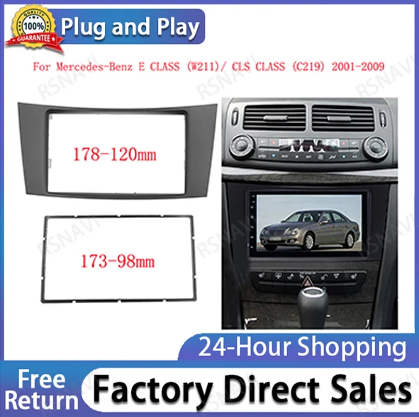 2Din refitting Car Radio Panel Facia Stereo Frame for Mercedes BENZ E CLASS W211 CD Trim DVD Player Cover Kit